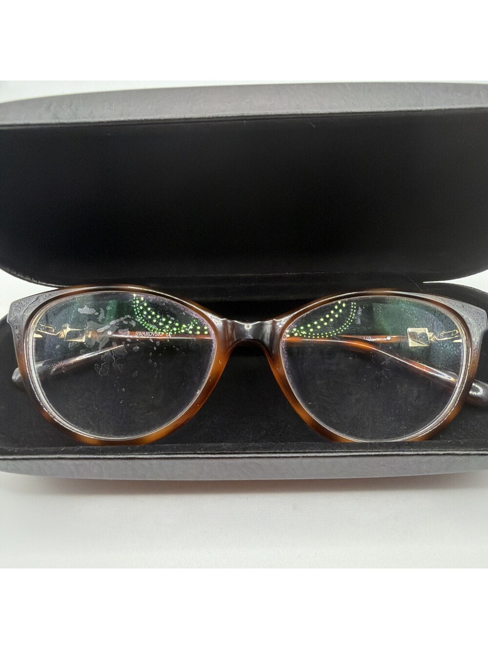 Swarovski Woman’s Eyeglasses Frames With Crystals On The Side.  Lens Scratch-399